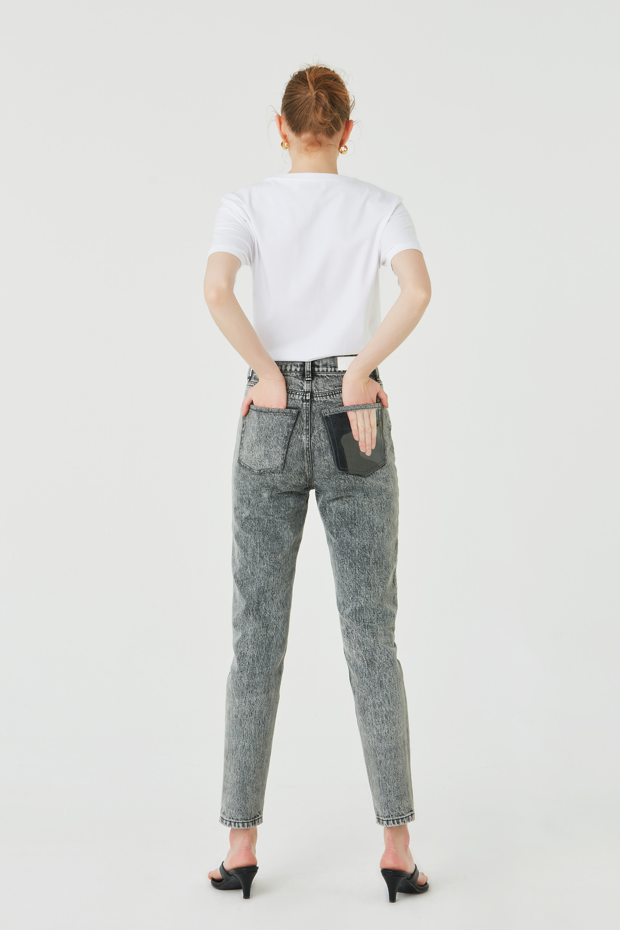 90S GREY STONE-WASHED JEANS (FABRIC FROM ITALY) 