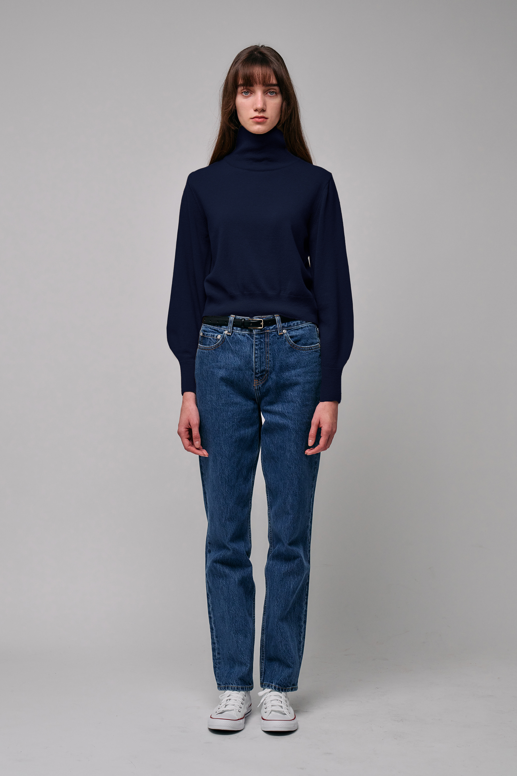 Cashmere Roll-Neck Pullover (navy)