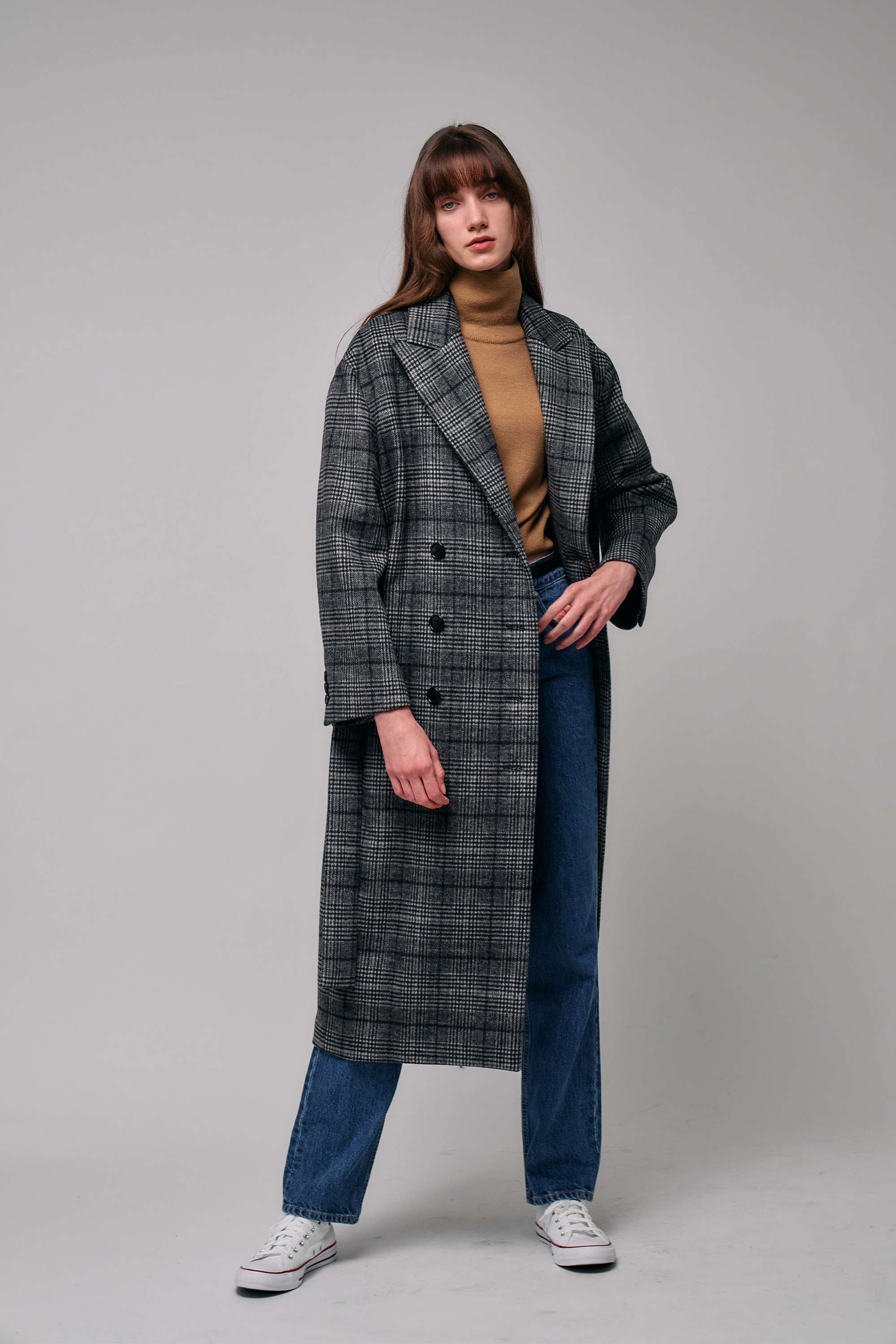 British Check Double-Breasted Coat