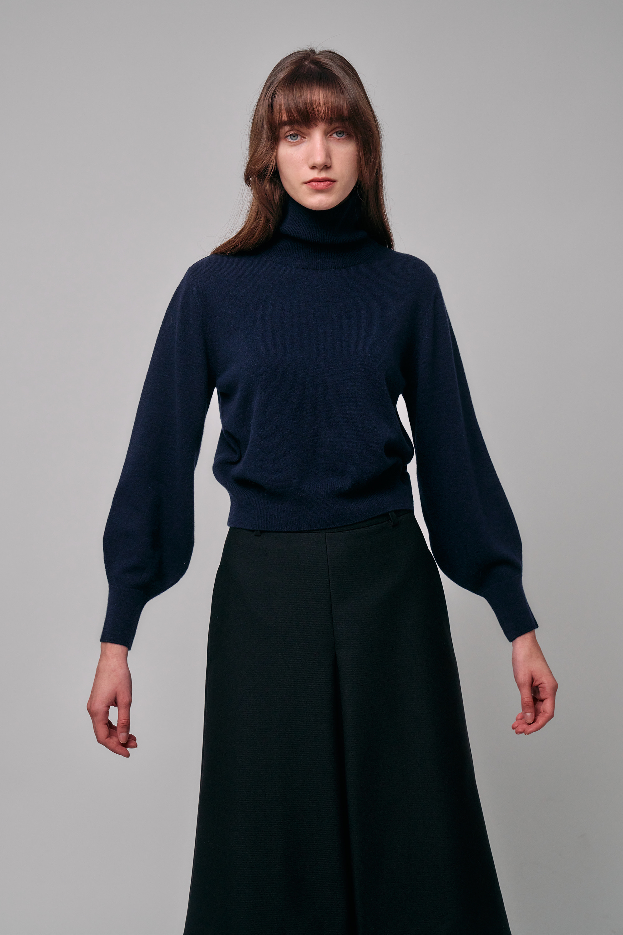 Cashmere Roll-Neck Pullover (navy)
