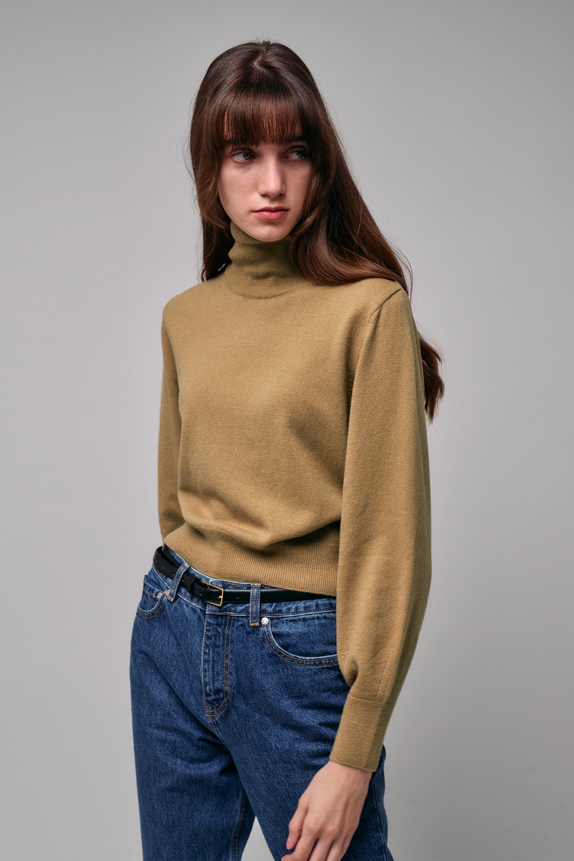 Cashmere Roll-Neck Pullover (camel)