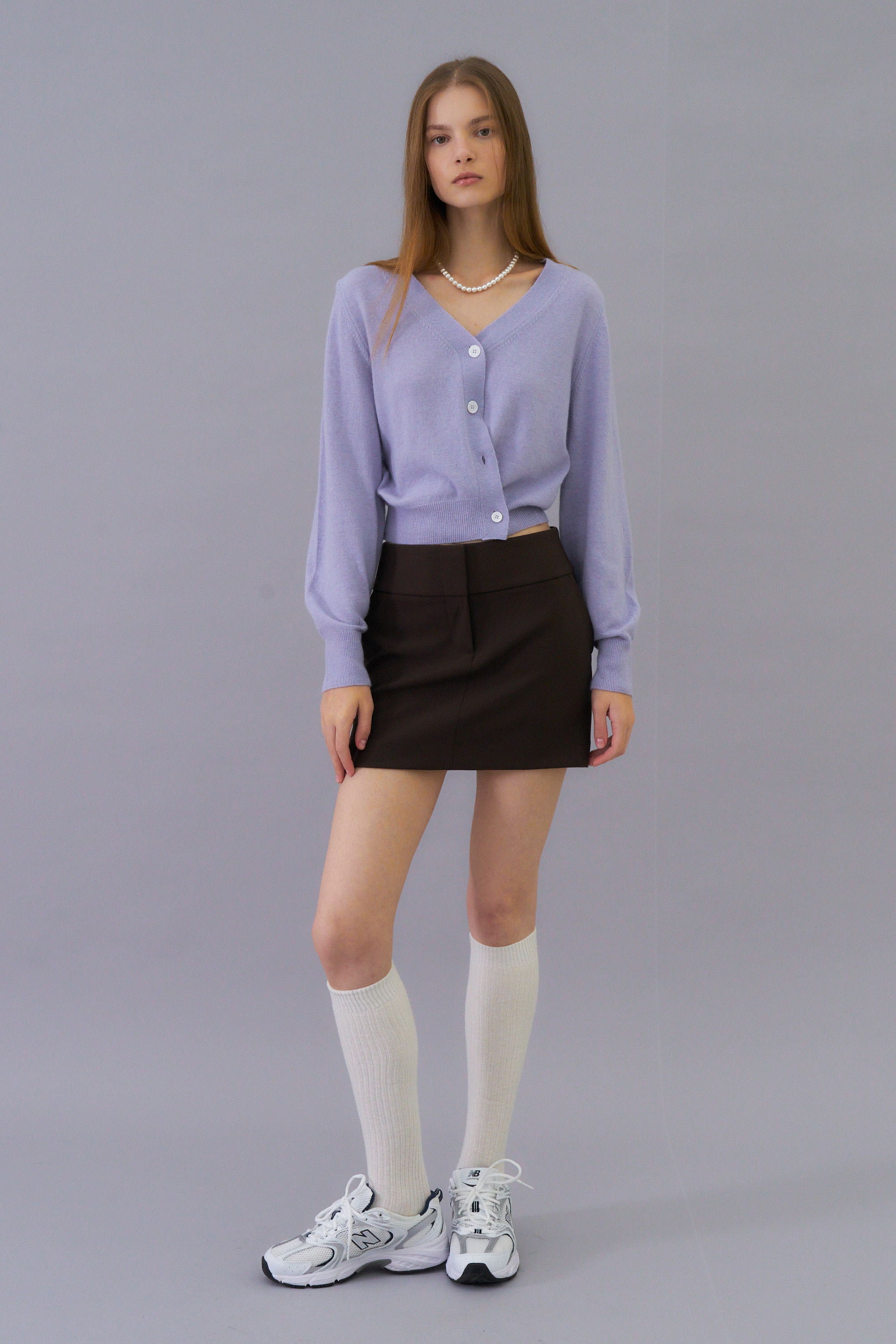 Cashmere crop cardigan (violet)