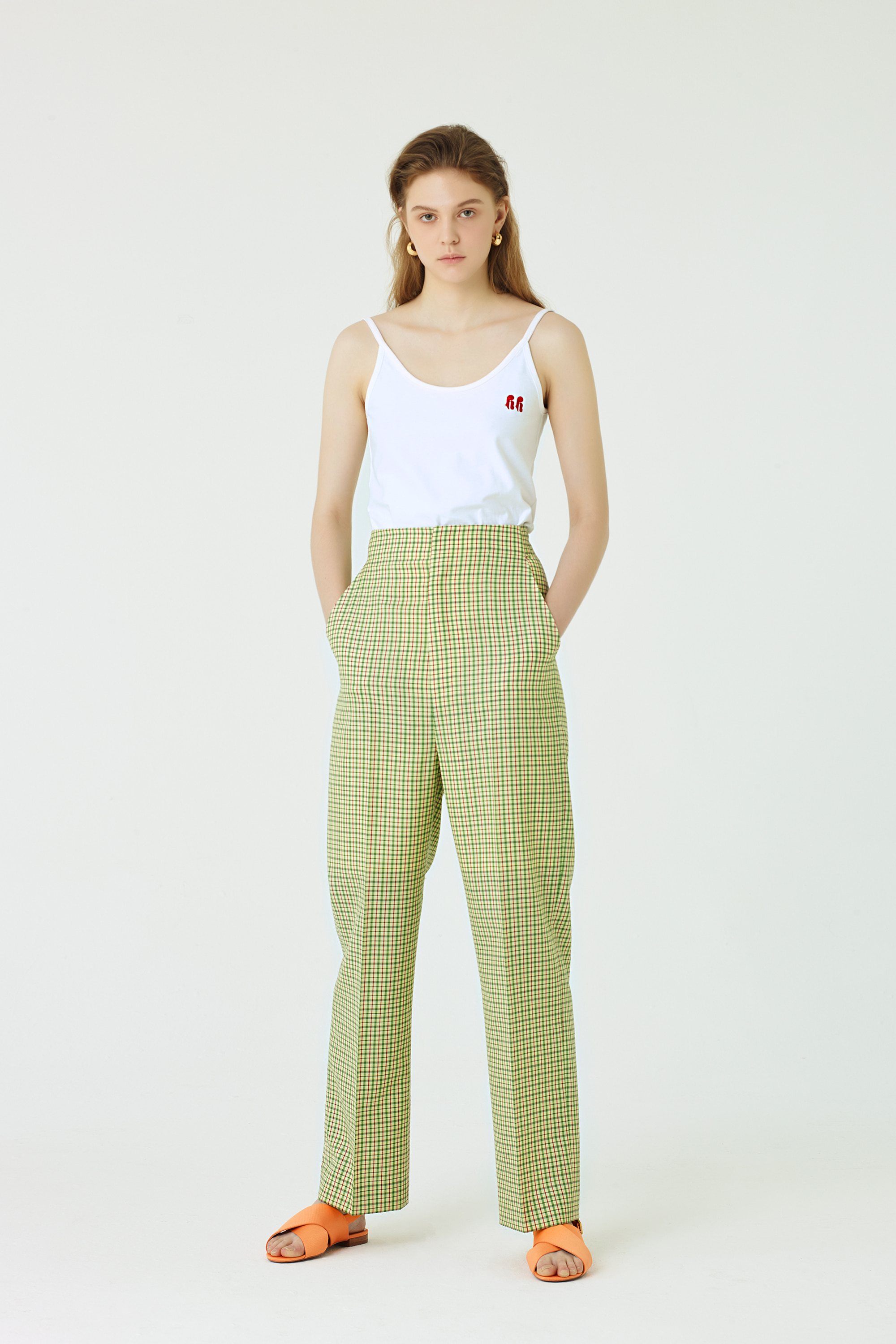 HIGH-WAIST CHECK PANTS (FABRIC FROM GERMANY) 